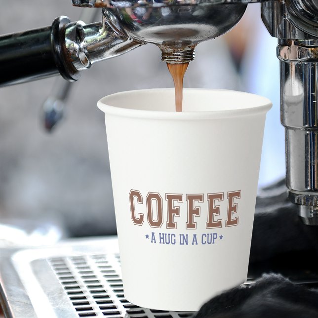 Coffee: A Hug in a Cup Varsity Lettering Paper Cup (Creator Uploaded)