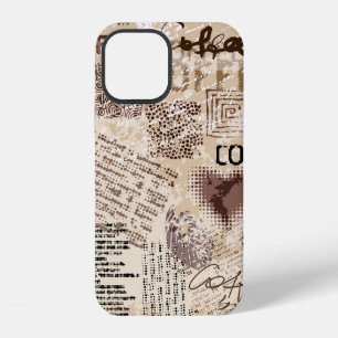 Coffee. Abstract coffee pattern on brown backgroun iPhone 12 Case