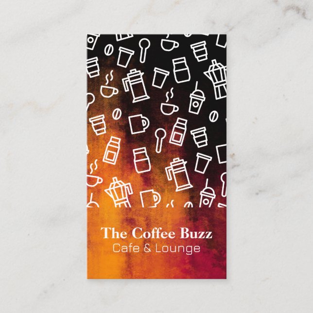 Coffee Accessories Pattern | Cafe Business Card (Front)