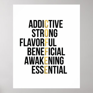 Coffee Acronym black gold typography inspirational Poster