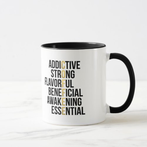 Coffee Acronym black typography Mug