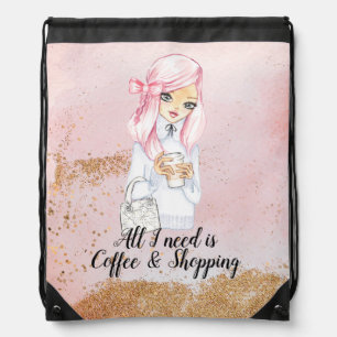 Coffee addict blogger girl planner tote bag