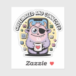 Coffee Addict Monster Social Media Funny Sticker
