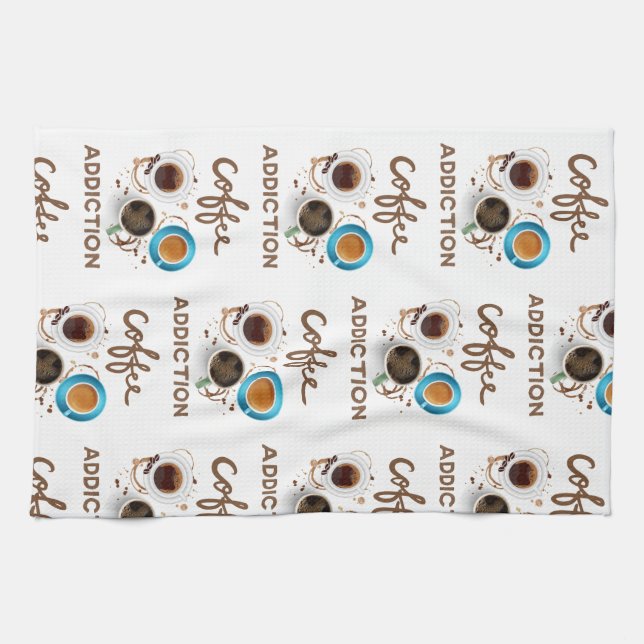 coffee addiction kitchen towel (Horizontal)