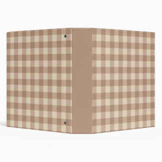 Coffee Aesthetic Beige and White Gingham Pattern 3 Ring Binder