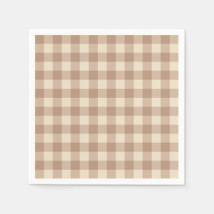 Coffee Aesthetic Beige and White Gingham Pattern Napkins