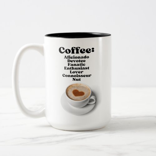 Coffee Aficionado Devotee Fanatic Enthusiast Love Two_Tone Coffee Mug