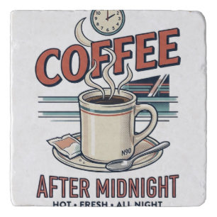 Coffee After Midnight Retro Motel Marble Trivet