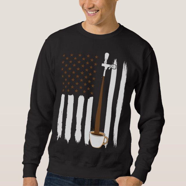Coffee American Flag USA 4th July Coffee Sweatshirt (Front)