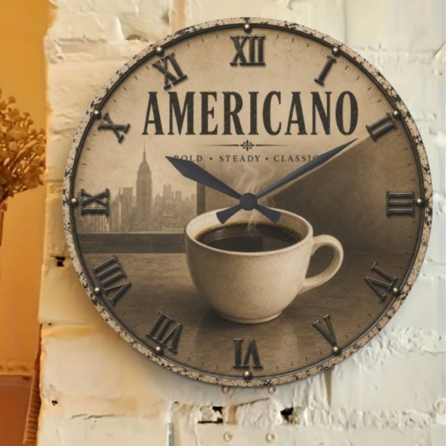 Coffee Americano Vintage  Large Clock (Creator Uploaded)