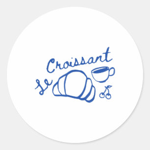 Coffee & Croissant French Retro Graphic Vintag Classic Round Sticker