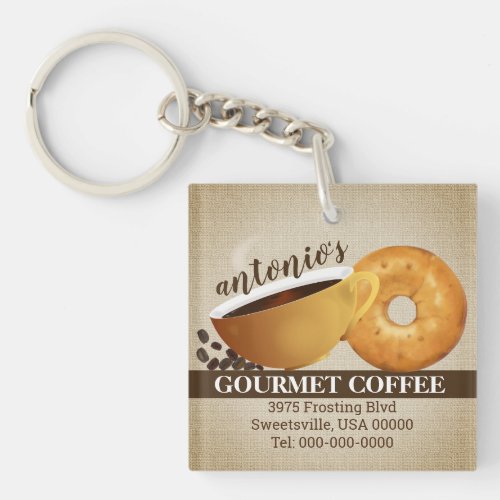 Coffee and Bagel Business Marketing Promotional Keychain