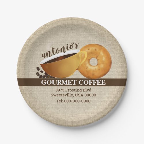 Coffee and Bagel Business Marketing Promotional Paper Plates