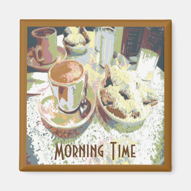 Coffee and Bignets New Orleans Cafe Aulait Donuts Magnet (Front)