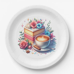 Coffee and Birthday Cake Personalized Paper Plates