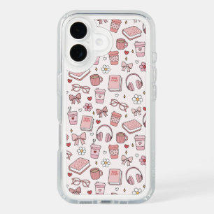 Coffee and Book Lover in Pink iPhone 16 Case