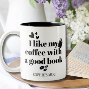 Coffee and Book Lover Personalized Two-Tone Coffee Mug