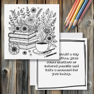 Coffee and Books Adult Coloring Page