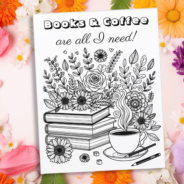 Coffee and Books | Adult Coloring Page (Creator Uploaded)