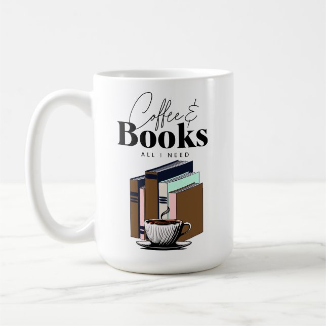 Coffee and Books is All I Need Vintage Coffee Mug (Left)