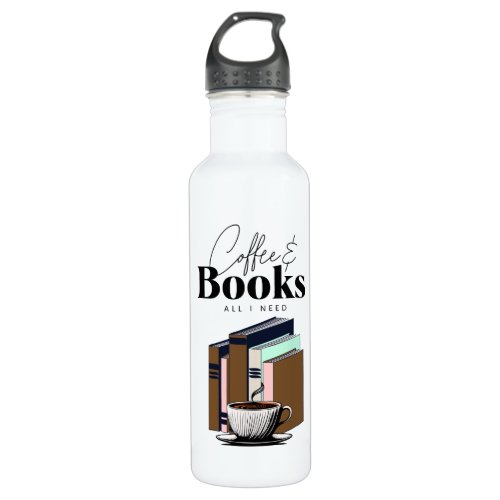 Coffee and Books is All I Need Vintage Stainless Steel Water Bottle