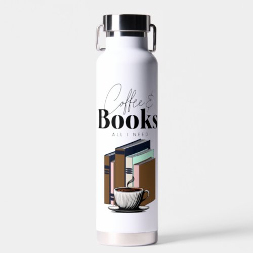 Coffee and Books is All I Need Vintage Water Bottle