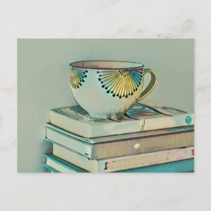 Coffee and books lovers gift postcard