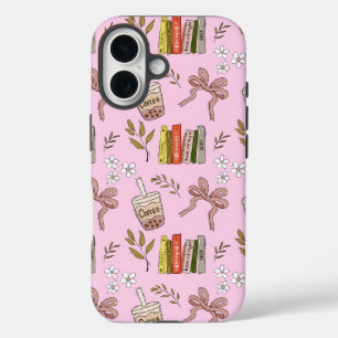 Coffee and Books Pattern iPhone Case Cozy Reader