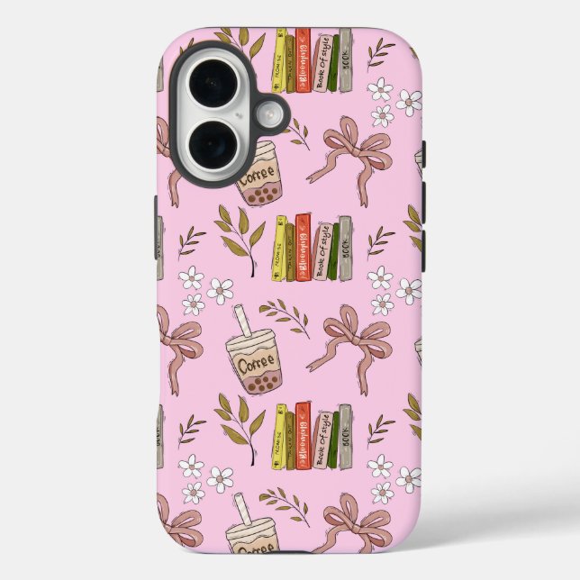 Coffee and Books Pattern iPhone Case | Cozy Reader (Back)