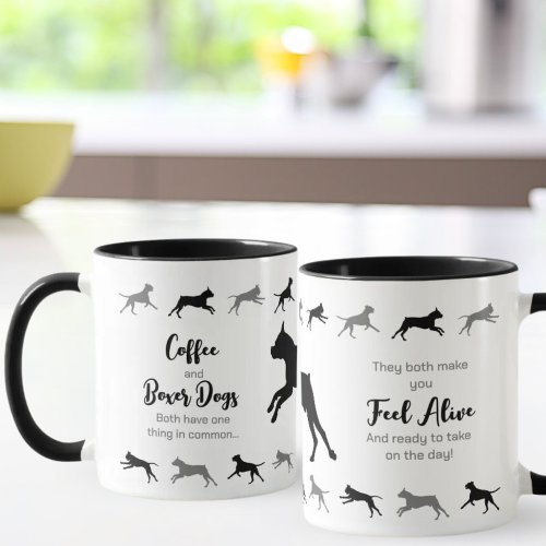 Coffee and Boxer Dogs Two_tone Mug Black  Gray