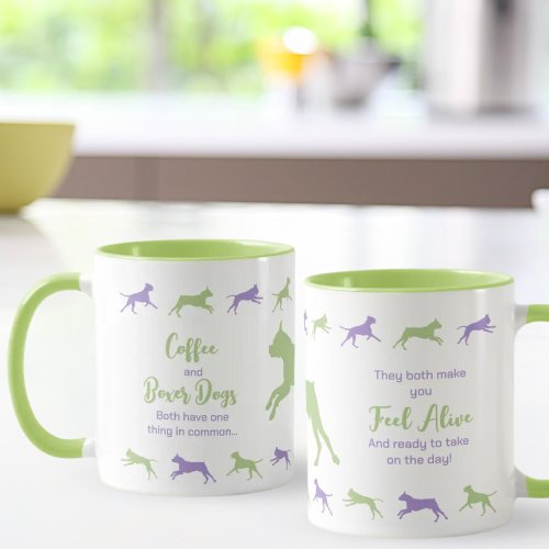 Coffee and Boxer Dogs Two_tone Mug Lime  Lavender