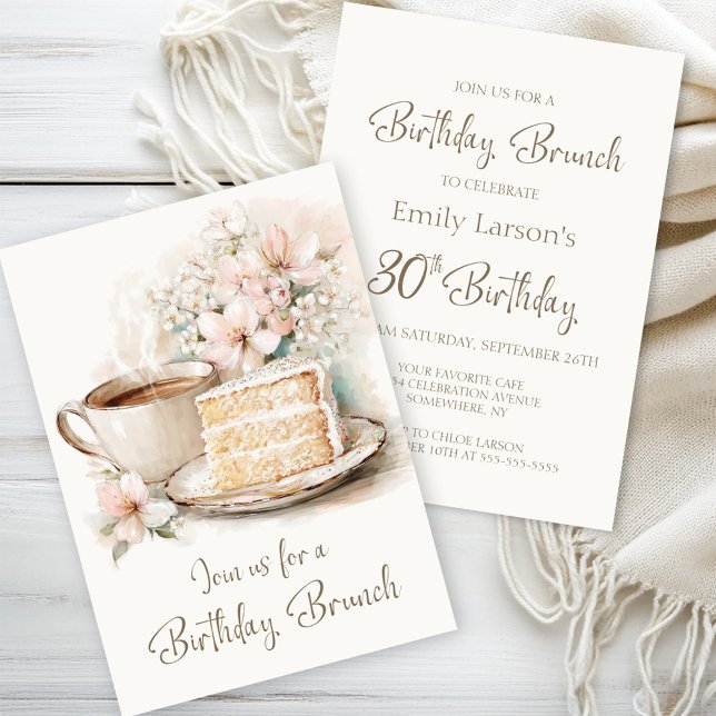 Coffee and Cake 30th Birthday Brunch Invitation (Creator Uploaded)