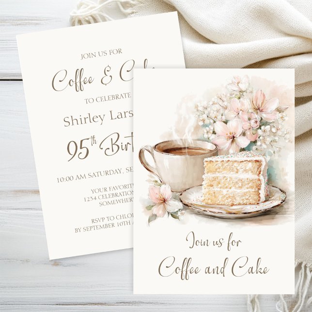 Coffee and Cake 95th Birthday Invitation (Creator Uploaded)