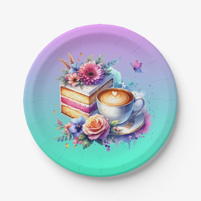 Coffee and Cake | Best Friend's Birthday Paper Plates (Front)