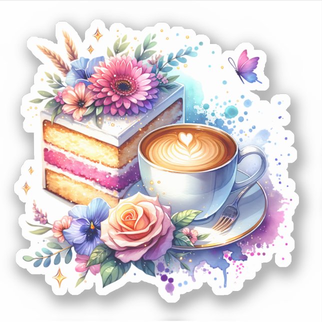 Coffee and Cake | Best Friend's Birthday Sticker (Front)