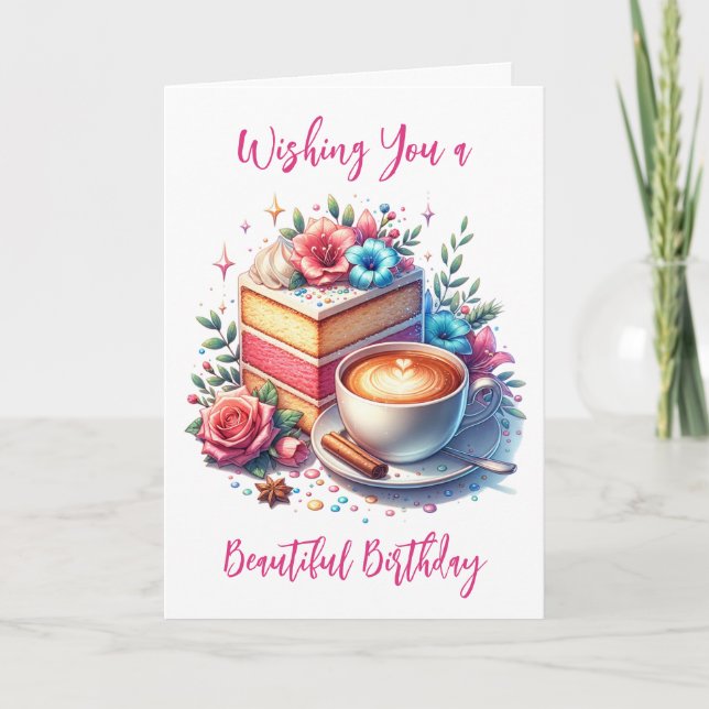 Coffee and Cake Birthday Card (Front)