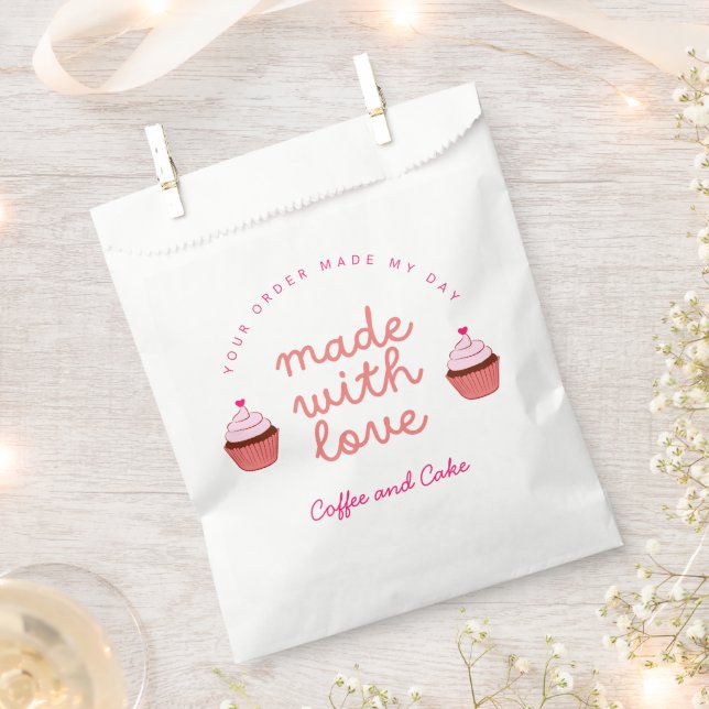 Coffee and Cake Made with love Cupcake  Favor Bag (Clipped)