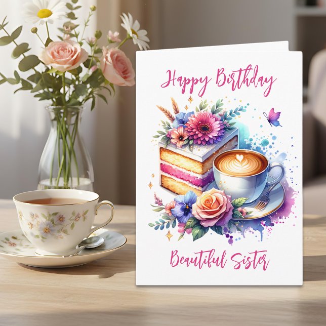 Coffee and Cake | Sister's Birthday Card (Creator Uploaded)