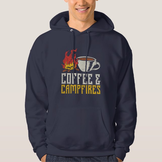Coffee and Campfires Camping Adventure Hoodie (Front)