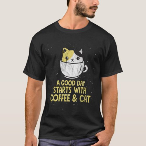 Coffee and cat coffee and cat awesome  T_Shirt