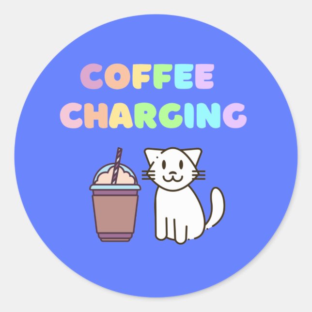 Coffee and Cat for Coffee Lover Classic Round Sticker (Front)