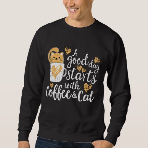 Coffee And Cats Apparel For Men Women Cat Lover Fu Sweatshirt