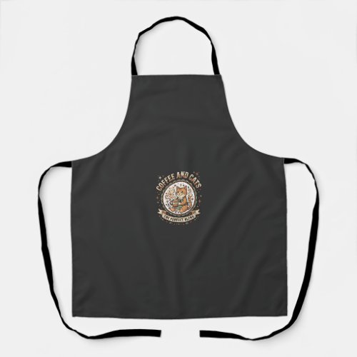 Coffee And Cats Cat Coffee Vintage Vector Art Shir Apron