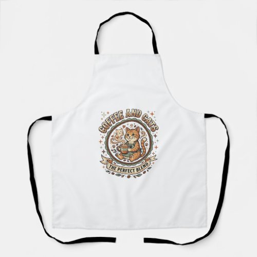 Coffee And Cats Cat Coffee Vintage Vector Art Shir Apron