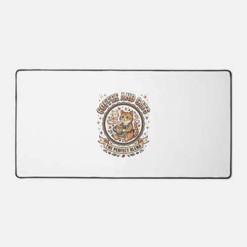 Coffee And Cats Cat Coffee Vintage Vector Art Shir Desk Mat
