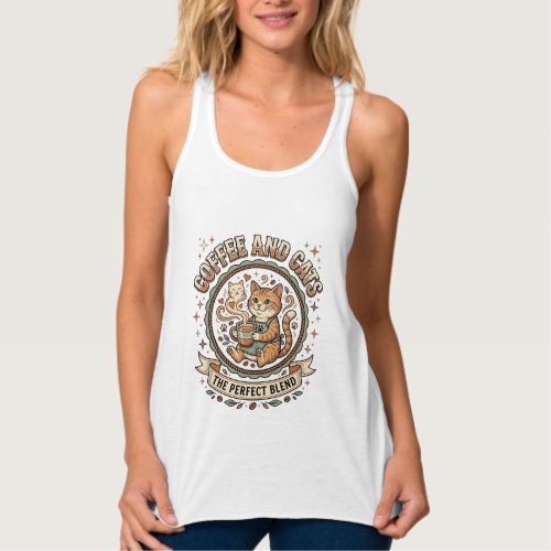Coffee And Cats Cat Coffee Vintage Vector Art Shir Tank Top