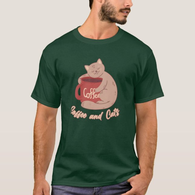 Coffee and Cats Cat Mom Cat Lovers Cat Girlfriend  T-Shirt (Front)