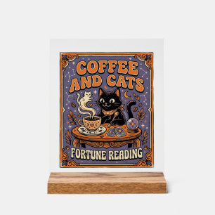 Coffee And Cats Cat Tea Leaves Coffee Fortune Read Acrylic Sign
