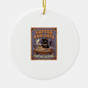 Coffee And Cats Cat Tea Leaves Coffee Fortune Read Ceramic Ornament