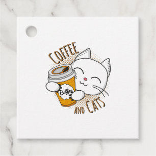 Coffee And Cats, coffee, cat, cats, kitten Favor Tags